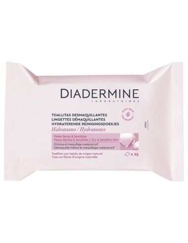 DIADERMINE TOALLITAS DESMAQUILLAR 25 UDS PIEL SECA SENSIBLE