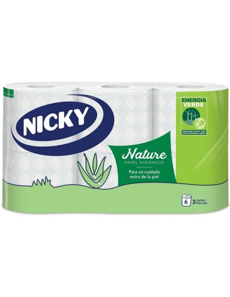 Nicky Papel Higiénico 6 Rollos Aloe Vera 3 Capas