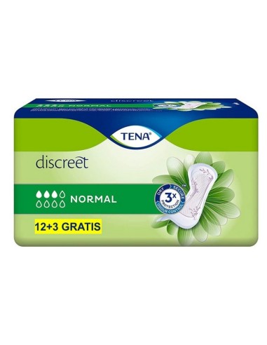 TENA DISCREET COMPRESA DE INCONTINENCIA NORMAL 12+3 UDS