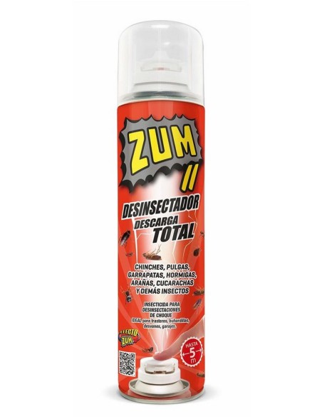 ZUM desinsectador de descarga total de 250 ml en aerosol rojo con capuchón transparente