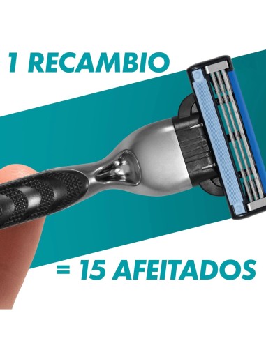 Consigue un afeitado apurado con los recambios originales GILLETTE MACH3, 4 unidades.