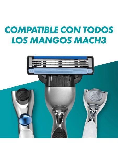 Cartuchos de repuesto para afeitadora GILLETTE MACH3, con 3 hojas para un afeitado al ras.