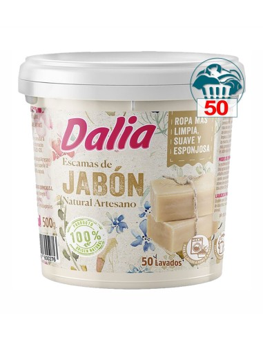 Cubo de Dalia Escamas de Jabón Natural Artesano de 500 gramos para 50 lavados