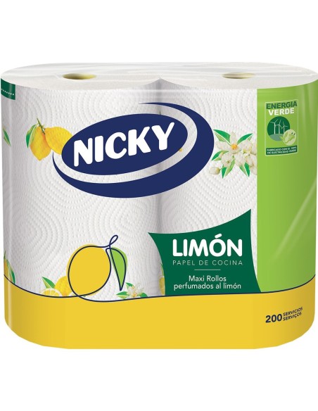 Nicky Papel de Cocina Maxi Limón 2 rollos con gran absorción