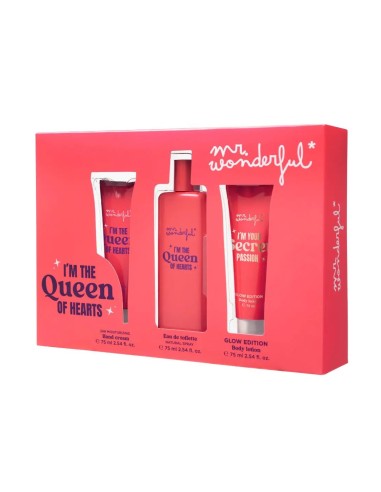 MR WONDERFUL EDT VAP 75 ML QUEEN HEART + CREMA DE MANOS 75ML + BODY 75ML