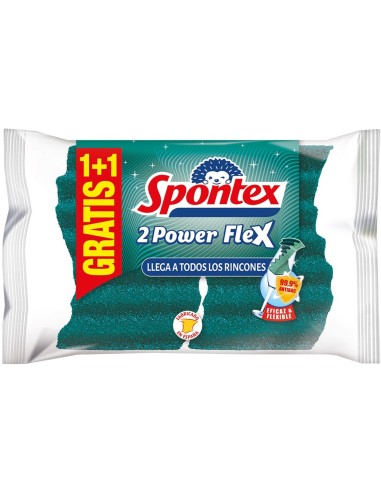 SPONTEX ESTROPAJO CON ESPONJA  POWER FLEX 1 + 1 GRATIS