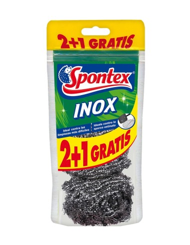 SPONTEX ESTROPAJO ACERO INOXIDABLE PACK 2+1 GRATIS