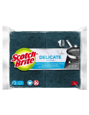 SCOTCH BRITE ESTROPAJO CON ESPONJA AZUL NO RAYA PACK-2 UDS