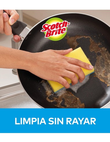 SCOTCH BRITE ESTROPAJO CON ESPONJA AZUL NO RAYA PACK-2 UDS
