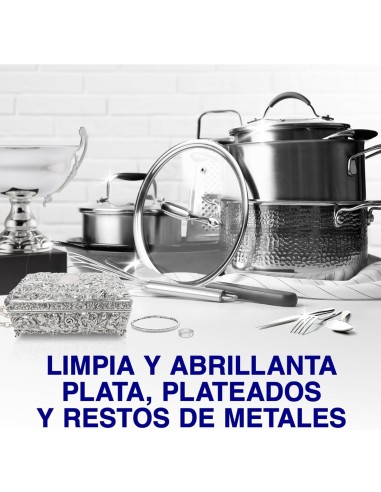 Producto de limpieza Aladdin para metales, ideal para restaurar el brillo perdido.