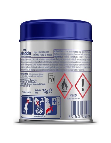 Limpia y abrillanta metales con el algodón impregnado Aladdin de 75 g.