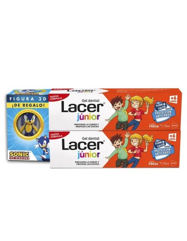 LACER JUNIOR GEL DENTIFRICO FRESA 2X75 ML DUPLO + REGALO