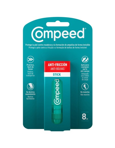 Blíster frontal de Compeed Stick Anti-Fricción de 8 ml para prevención de rozaduras y ampollas