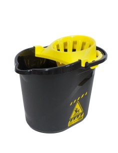 Cubo escurridor ovalado 12L con señal de suelo mojado integrada