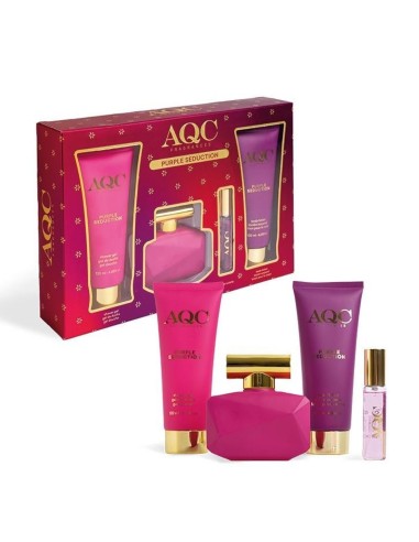 AQC SET COLONIA WOMAN PURPLE SEDUCTION VAP 100 ML + BODY 120 ML + GEL 120 ML + MINI VAP 15 ML