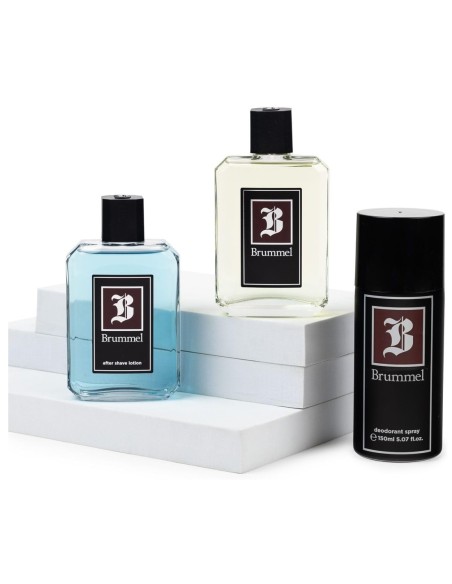 Colonia Brummel, loción para después del afeitado y desodorante corporal en spray