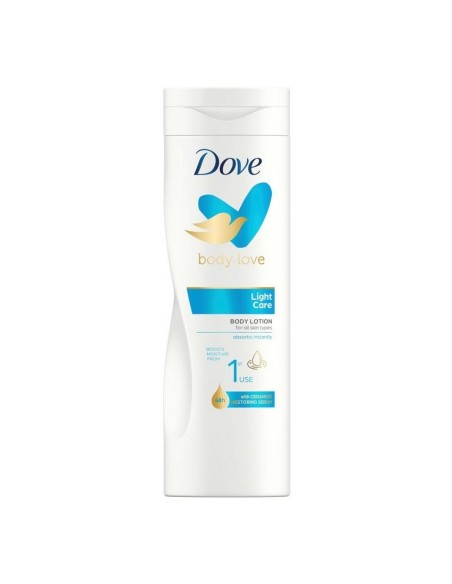 Dove Body Loción Light Care 400?ml, hidratación ligera para piel suave.