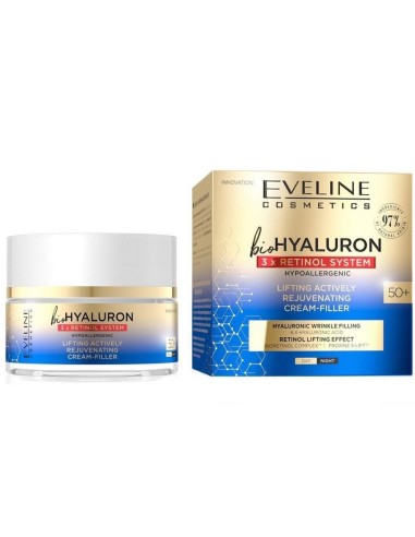 Eveline 3xRetinol System Crema Lifting Rejuvenecedora Día/Noche 50+ 50 ml