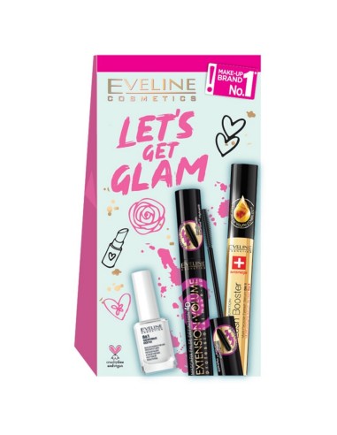 EVELINE SET MASCARA VOL EXT + TOTAL ACT 8EN1 UÑAS + SERUM SOS PESTAÑAS