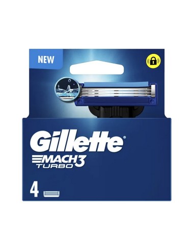 GILLETTE MACH3 CARGADOR TURBO 4 UDS. RECAMBIO