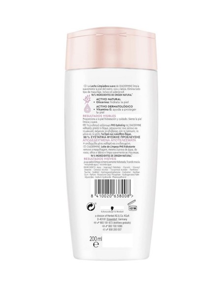 Leche Limpiadora Suave Diadermine para Todo Tipo de Piel, 200 ml