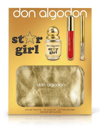 DON ALGODON STAR GIRL COLONIA VAP 30 ML  + LIP GLOSS + GLITTER EYELINE + NECESER