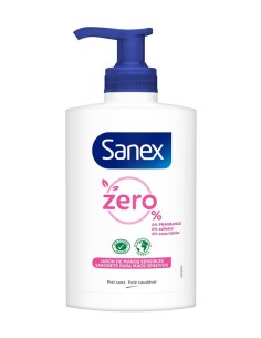 Sanex Jabón de Manos Zero 250 ml con dosificador, limpieza suave sin sulfatos.