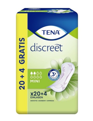 TENA DISCREET COMPRESA DE INCONTINENCIA MINI 20+4 UDS