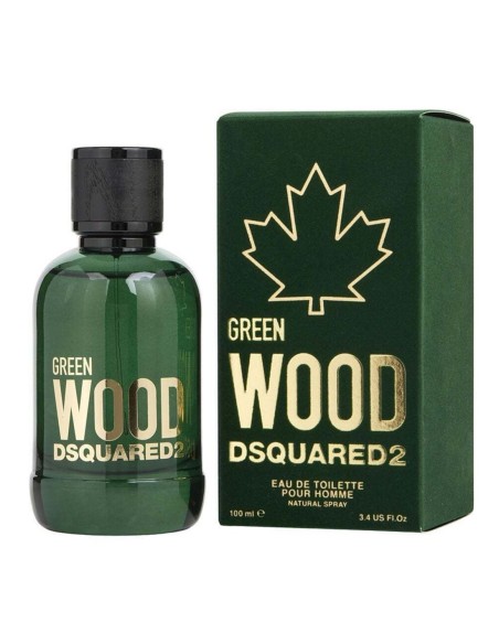 Frasco verde de cristal y estuche de Dsquared2 Green Wood Pour Homme EDT 100 ml