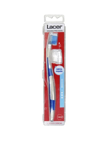 Cepillo dental Lacer Medio de cabezal pequeño precisión en blister protector