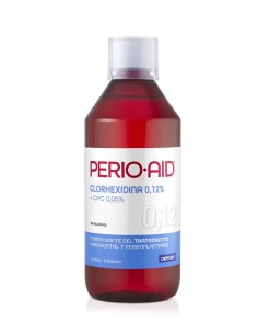 Caja de cartón blanca y azul del colutorio antiséptico Perio-Aid 0,12% Tratamiento de Dentaid. 2