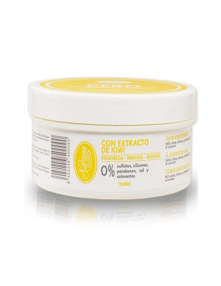 Tarro blanco de la mascarilla capilar Cero por ciento de Nurana Cosmetics de doscientos cincuenta mililitros con detalles amari