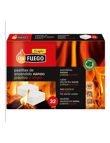 OK Fuego Pastillas de Encendido Rápido 32 Uds - Fuego Fácil y Seguro | Drolim.com