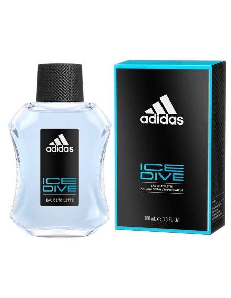 Frasco y caja de Adidas Ice Dive Eau de Toilette de 100 ml