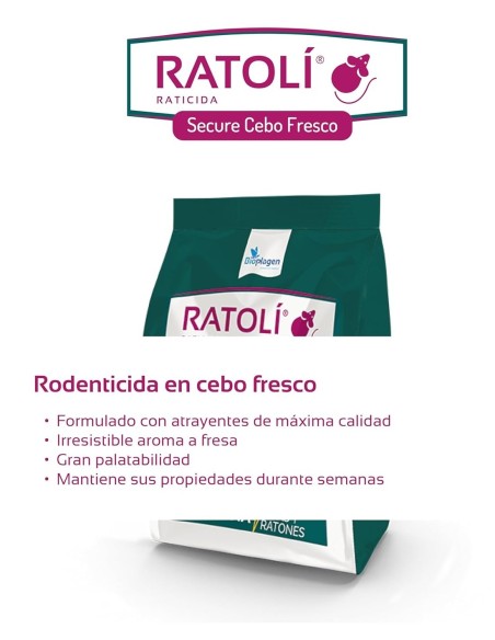 RATOLI Raticida Cebo Fresco 150g - Control de ratas y ratones