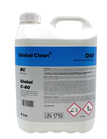Desinfectante GLOBAL C-80 con hipoclorito sódico, acción higienizante profesional