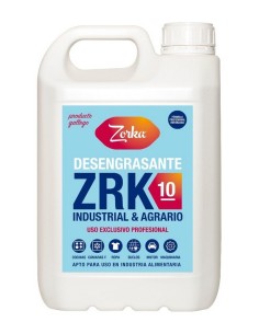 Garrafa de 5 litros del desengrasante profesional Zorka ZRK10 Industrial y Agrario