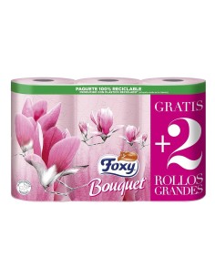 Paquete de papel higiénico Foxy Bouquet color rosa formato 4 más 2 rollos gratis