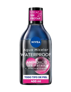 Agua micelar bifásica Nivea de 400 ml para eliminar el maquillaje waterproof.