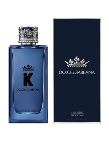Frasco con corona y caja del perfume masculino K by Dolce & Gabbana Eau de Parfum 200 ml