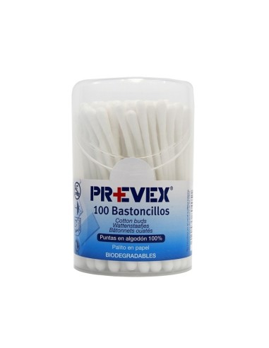 Prevex Bastoncillos 100 Uds Algodón Puro 100% | Higiene Suave y Eficaz | Drolim.com