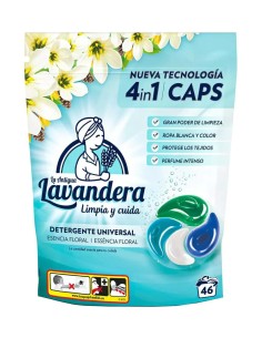 Lavandera Cápsulas 4 en 1 floral 46 dosis  limpieza profunda y perfume duradero