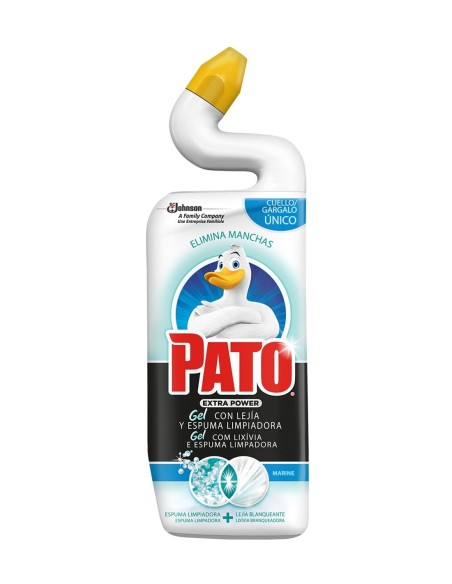 Botella de gel limpiador para inodoro Pato Extra Power con Lejía Marine de 750 ml.