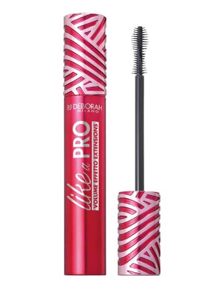 Máscara Deborah Like a Pro con efecto volumen profesional para pestañas intensas.