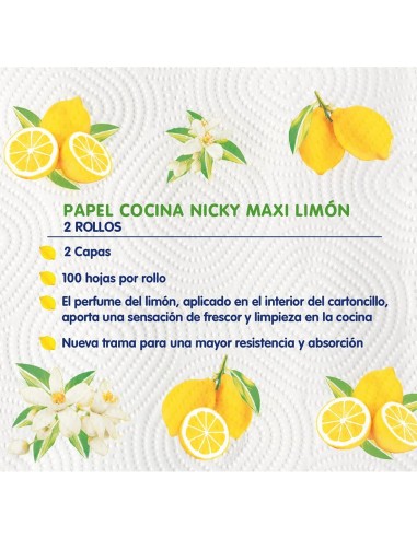 Pack de 2 rollos Nicky Maxi Limón para limpieza y frescor diario