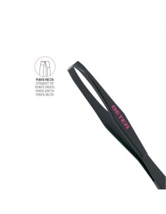 Pinza depilar Beter punta recta pavonada 7,5 cm negra
