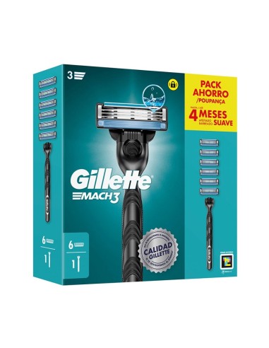 Gillette Mach3 Maquinilla + 6 Cargadores - Compra en Drolim.com