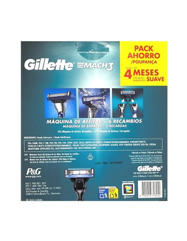 Gillette Mach3 Maquinilla + 6 Cargadores - Compra en Drolim.com