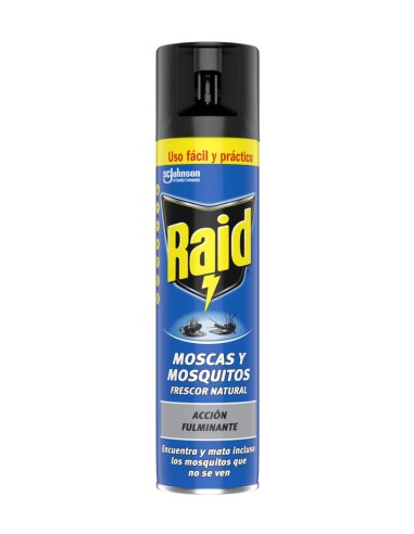 Insecticida en spray Raid para moscas y mosquitos 400 ml.
