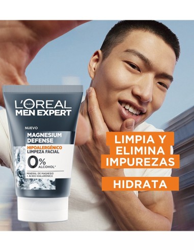 LOREAL MEN GEL LIMPIADOR MAGNESIUM DFENSE 0% ALCOHOL 100 ML